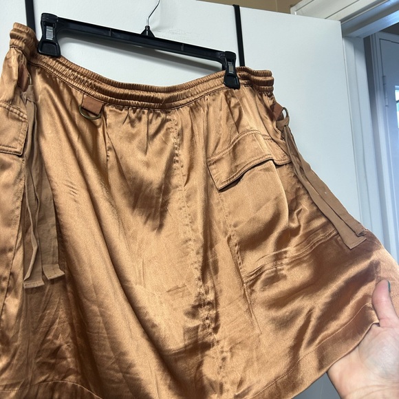 Anthropologie Love The Label Gold Cargo Satin Skirt - Picture 8 of 12